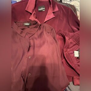 Express Women’s Burgundy Shirt with pantsuit